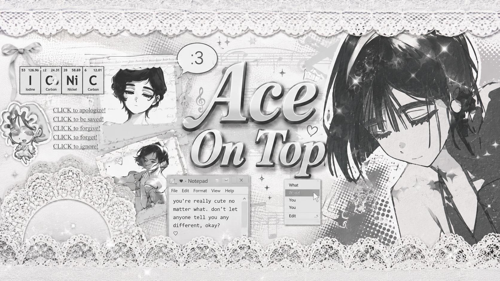 Discovery splash banner for Ace On Top™ | Social. Chill. Store. Dating. Giveaways. Gaming. Event. Hangout . ♡ Discord server