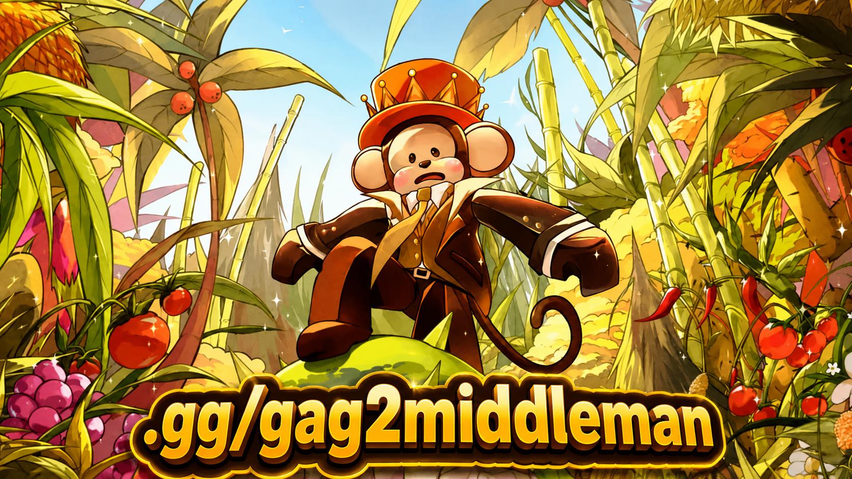 Discovery splash banner for GAG 2 Stocks Notifier & Middleman Discord server