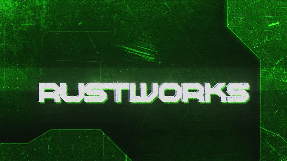 Discovery splash banner for Rust Works RCE Events🛠Discord server